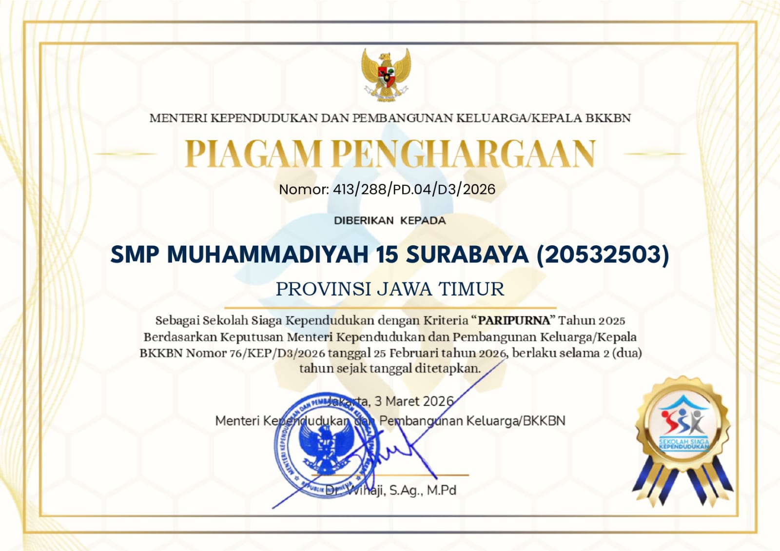 Prestasi Gemilang: SMP Muhammadiyah 15 Boarding School Surabaya sebagai Sekolah Paripurna SSK 2025